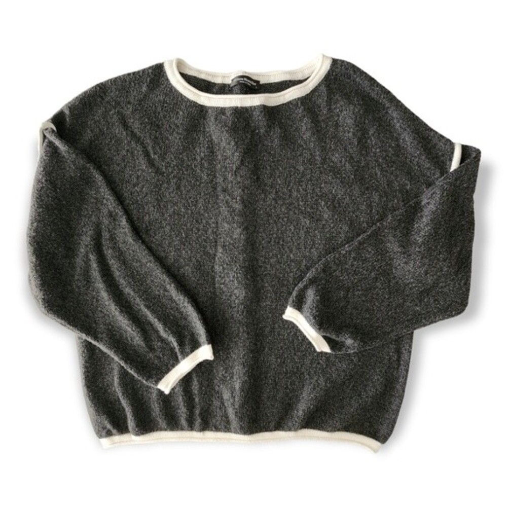 Maison Mascallier Sweater Fringe Trim on Back Grey White Size L - Picture 7 of 9